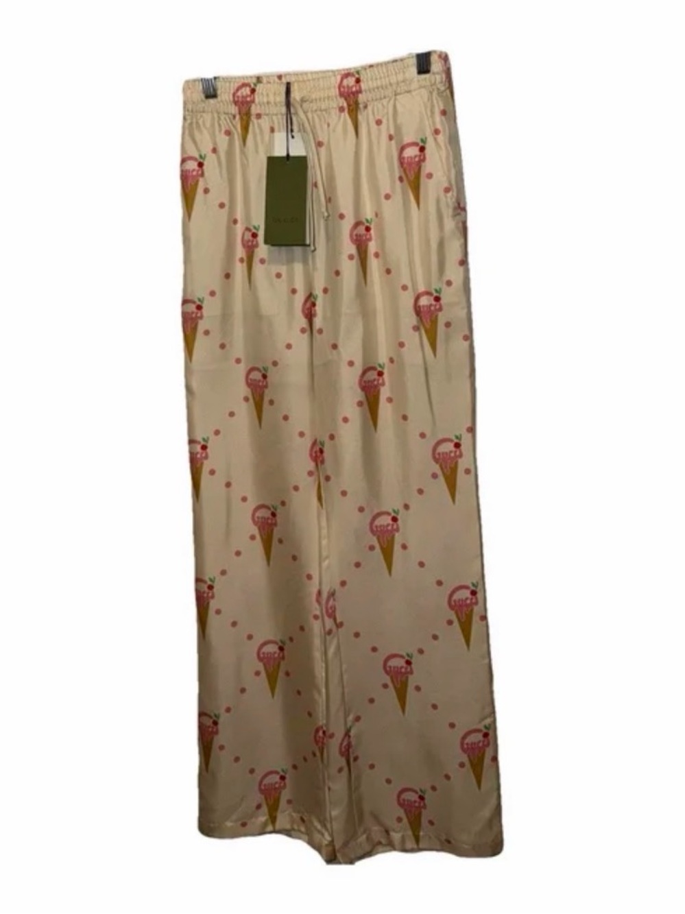 Gucci Cream Lounge Pants with Pink Ice Cream Motif